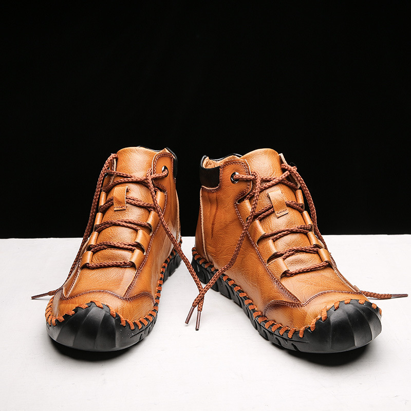 Stitched Hand-Sewn Embossed Cowhide Medical Shoes