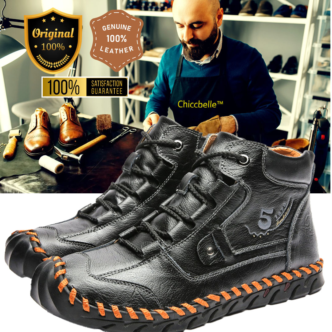 Stitched Hand-Sewn Embossed Cowhide Medical Shoes