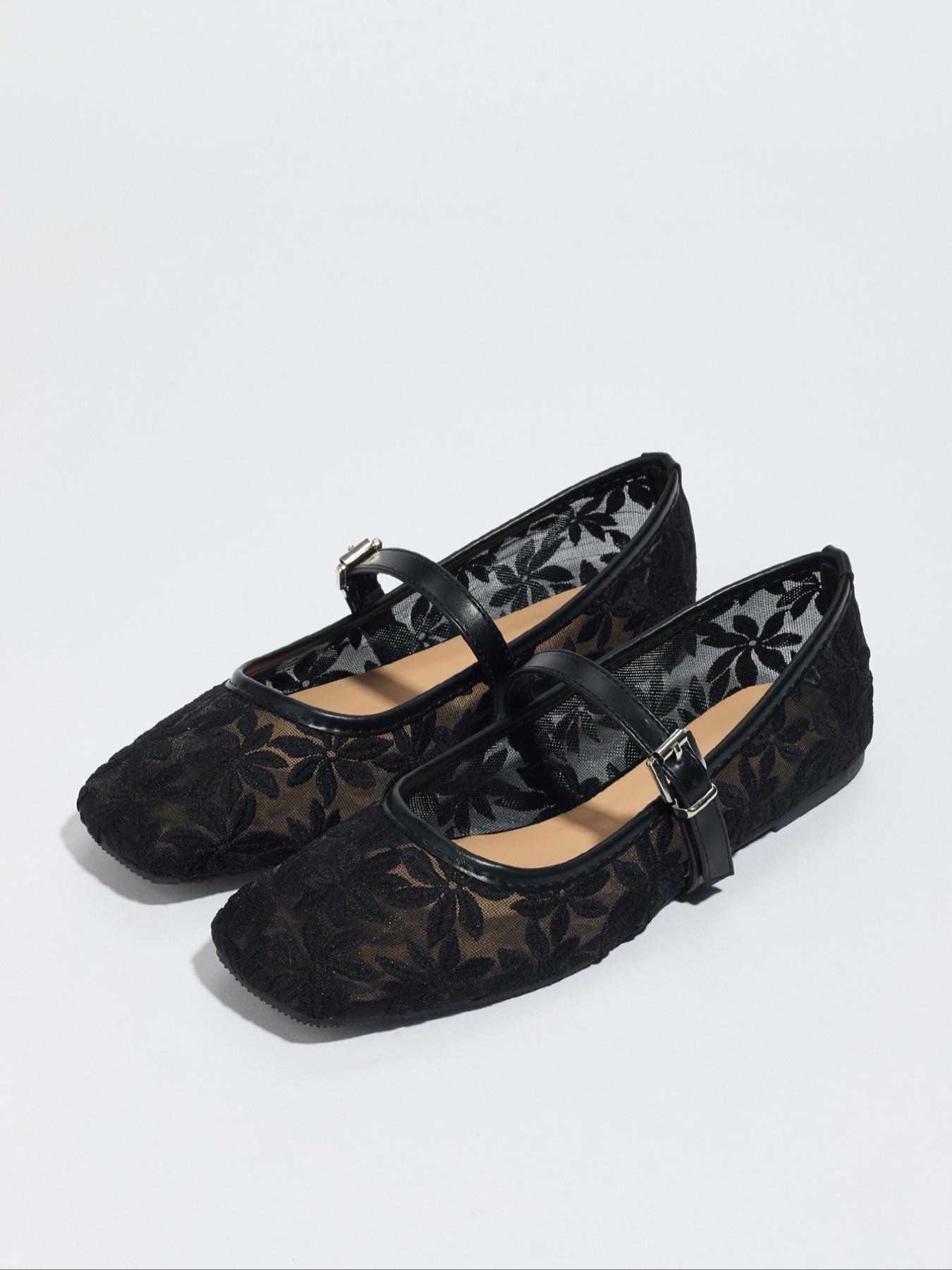 Women's Elegant Lace Pattern Ballet Flats, Chic Ballet Flats, Ballerina Flats, Fashionable Pointed Toe Casual Trendy Flat Shoes for Summer, Lightweight Breathable Comfortable Shoes for Daily Wear, Versatile Flat Shoes, Girl