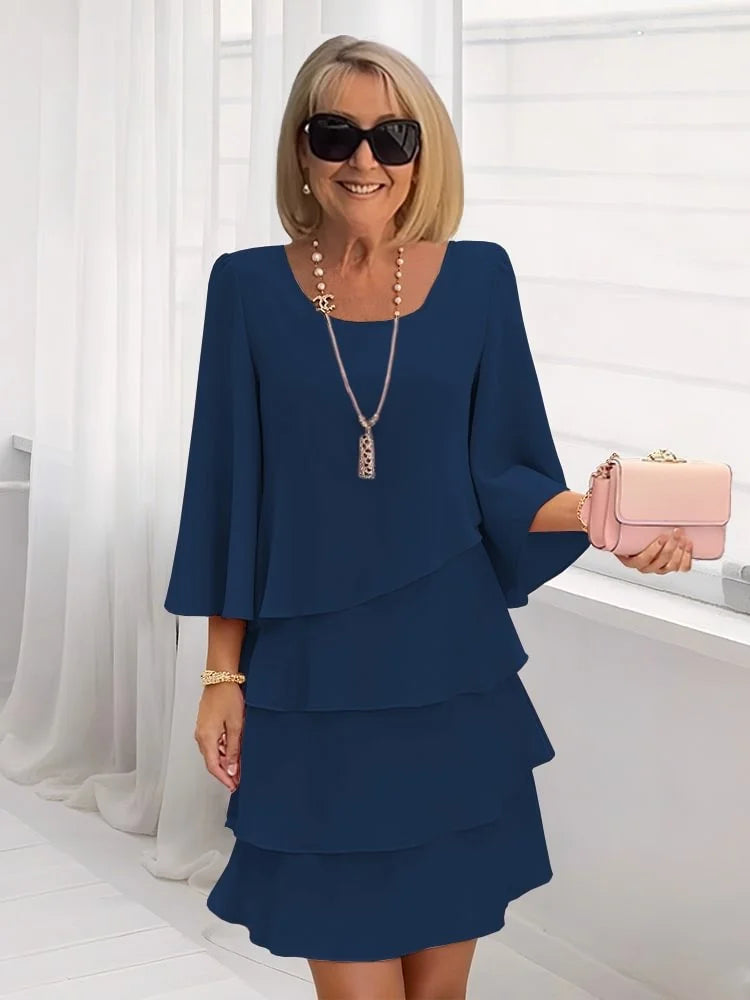[The price returns to normal tomorrow.]Women's Tiered Ruffle Dress with Flared Sleeves