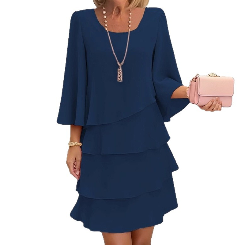[The price returns to normal tomorrow.]Women's Tiered Ruffle Dress with Flared Sleeves