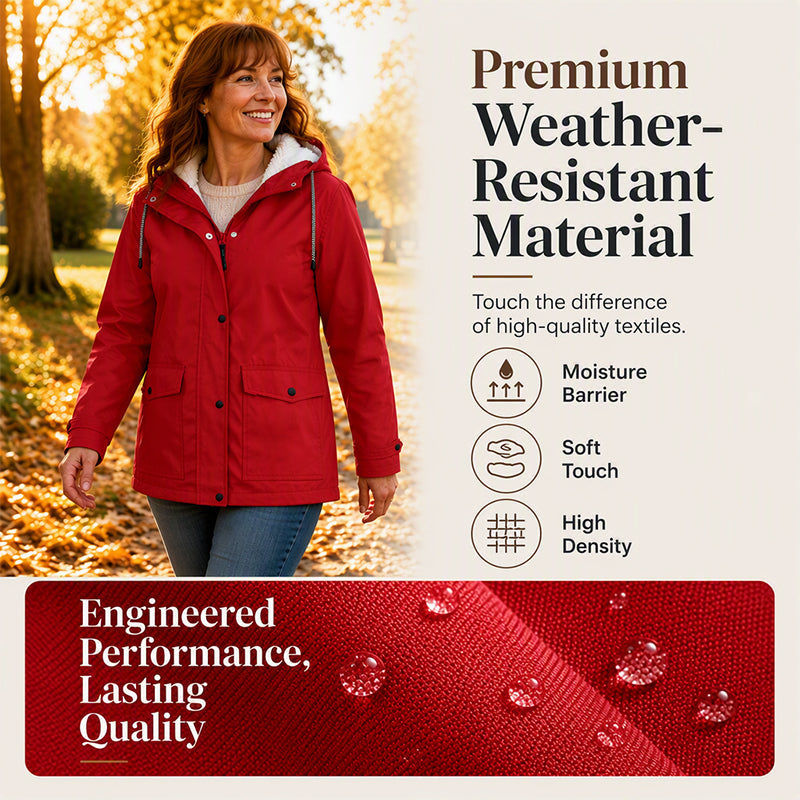 🔥🧥💦Women's Plush-Lined Windproof Hooded Jacket-Unleash Style and Durability in Any Storm!