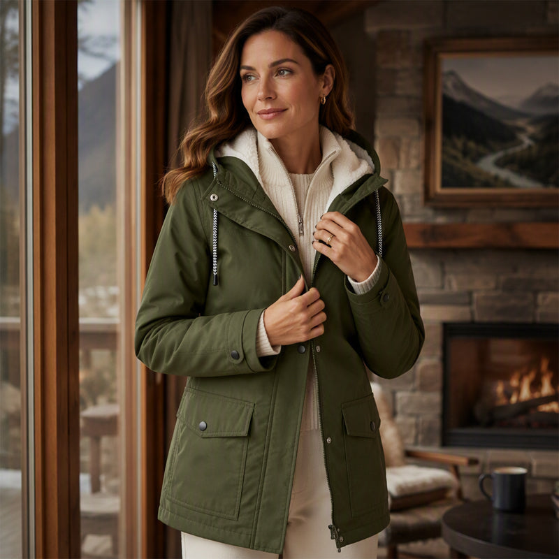 🔥🧥💦Women's Plush-Lined Windproof Hooded Jacket-Unleash Style and Durability in Any Storm!