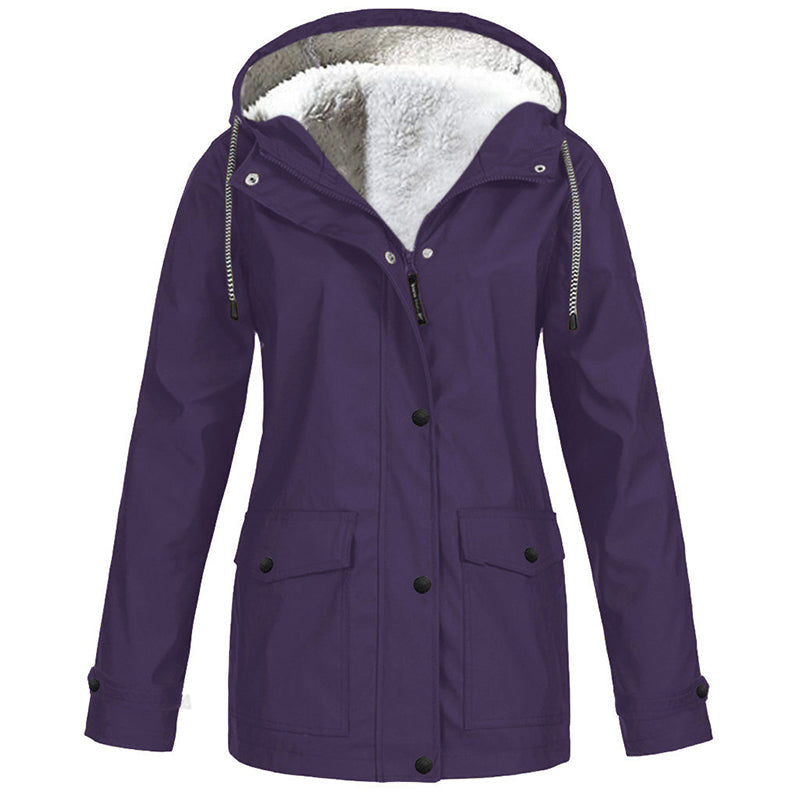 🔥🧥💦Women's Plush-Lined Windproof Hooded Jacket-Unleash Style and Durability in Any Storm!