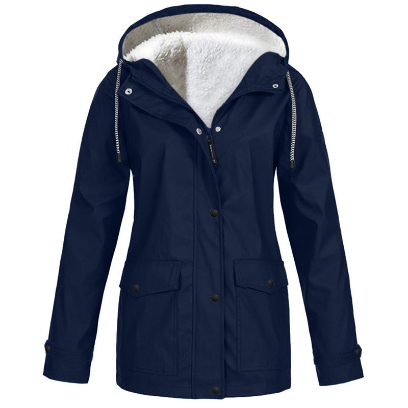 🔥🧥💦Women's Plush-Lined Windproof Hooded Jacket-Unleash Style and Durability in Any Storm!