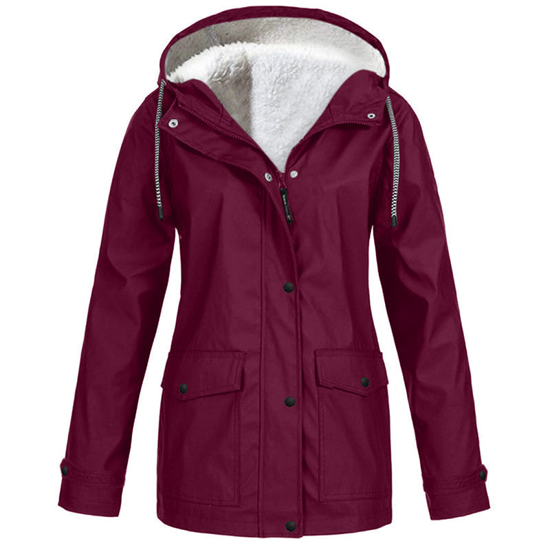 🔥🧥💦Women's Plush-Lined Windproof Hooded Jacket-Unleash Style and Durability in Any Storm!
