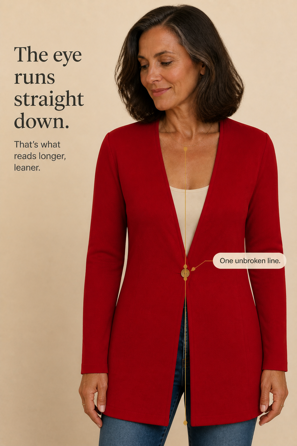 Longline V-Neck Single-Button A-Line Blazer