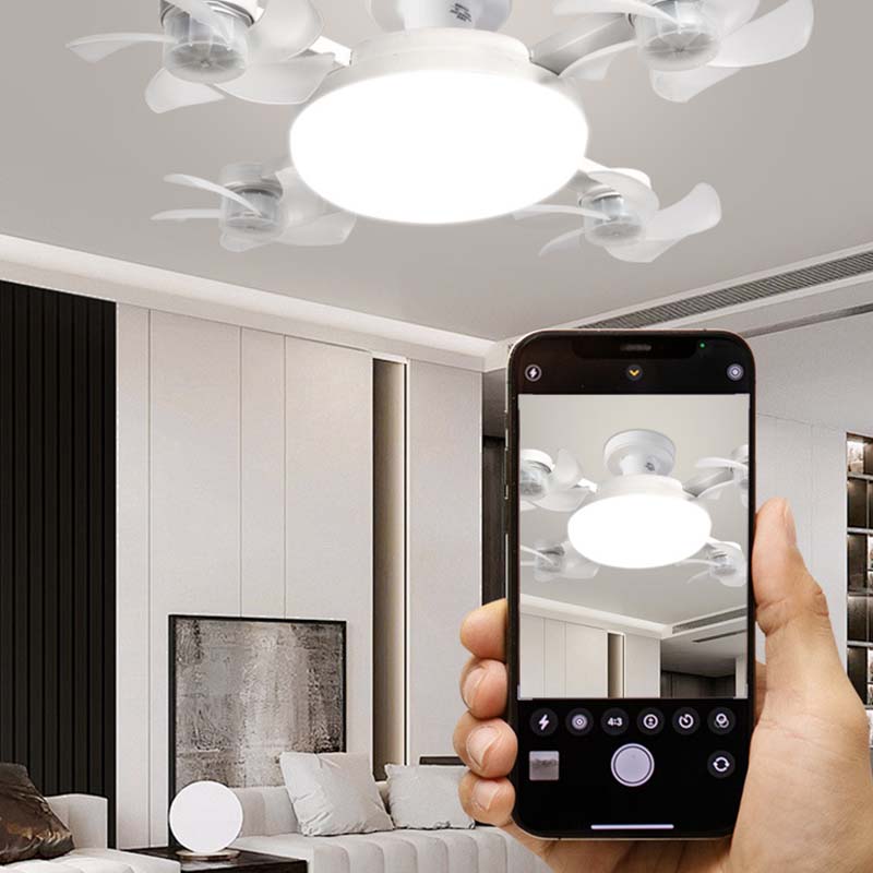 Modern LED ceiling fan light in a contemporary bedroom