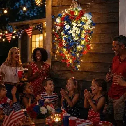 🔥4th of July Hot Sale 70% Off 🔥 Pre-Lit Patriotic Artificial Flower Set - 🇺🇸Celebrate Independence Day