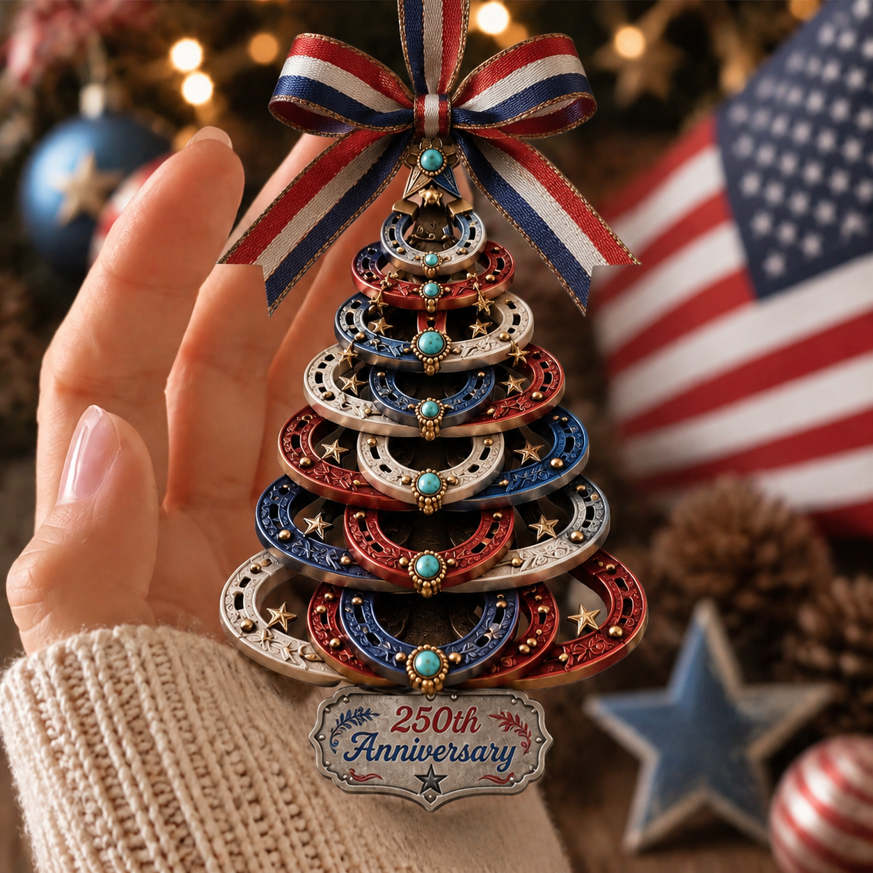  Anniversary Horseshoe Christmas Tree Ornament