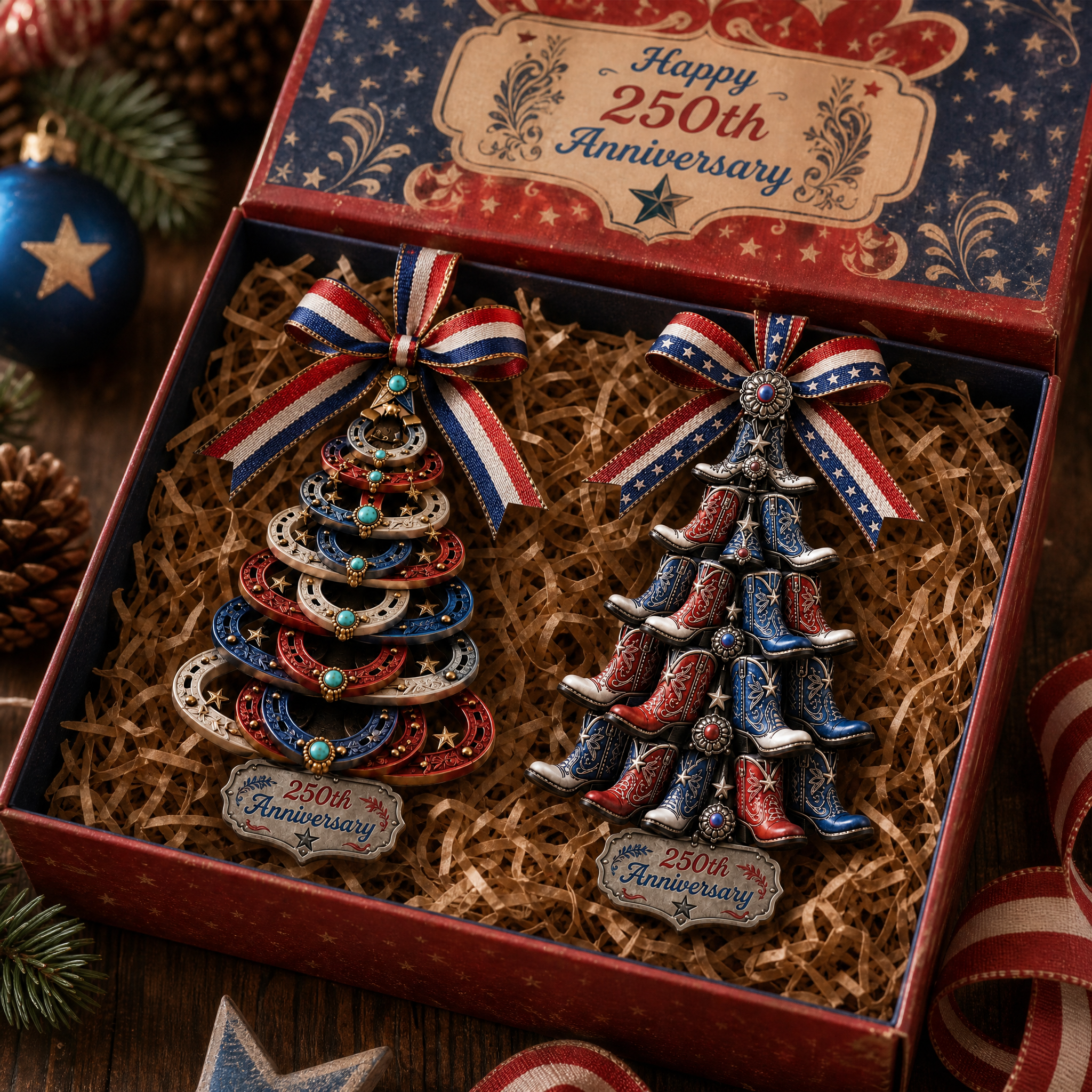  Anniversary Horseshoe Christmas Tree Ornament