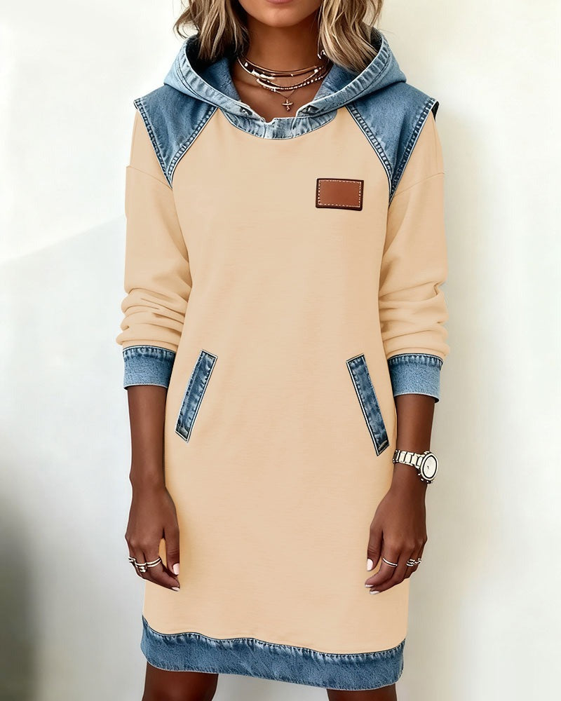 52% OFF | Denim Drift™ Hooded Denim Dress with Front Pocket