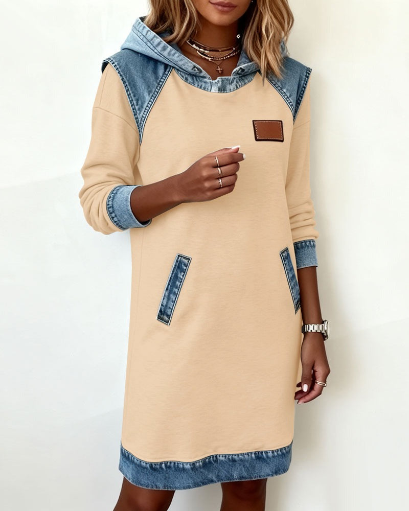 52% OFF | Denim Drift™ Hooded Denim Dress with Front Pocket