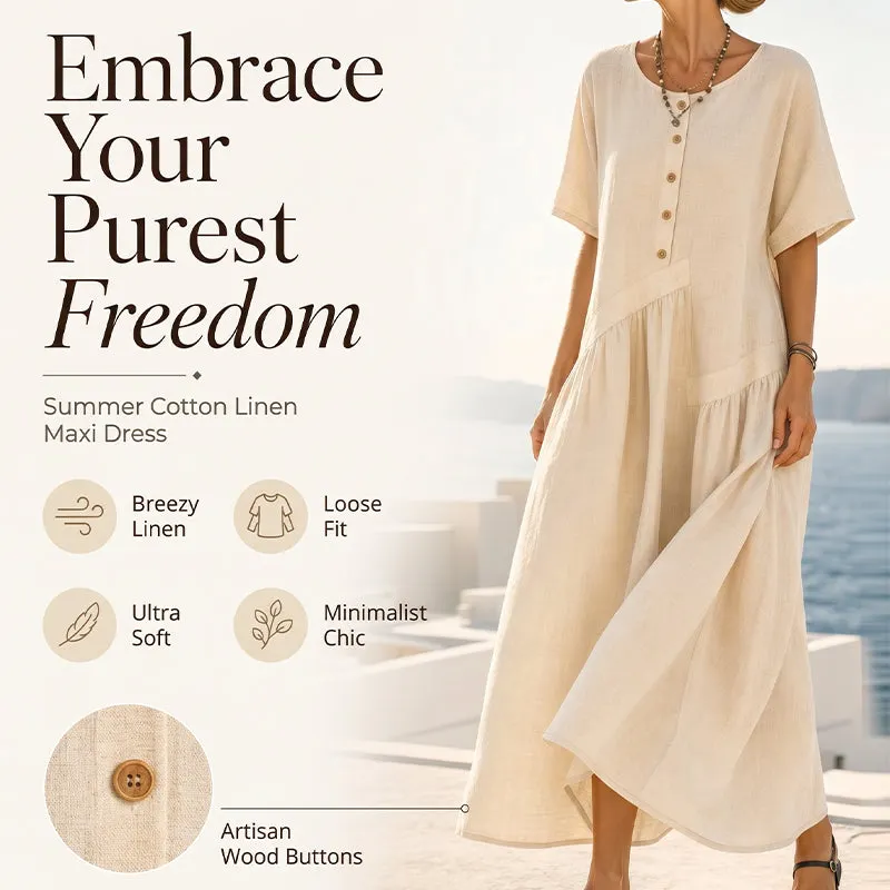 Relaxed Button-Detail Maxi Dress with Side Pockets
