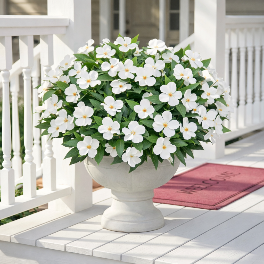 UV-Resistant Faux Impatiens for Fresh Porch Planters