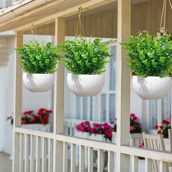 20 Bundles Artificial Greenery Plants for Outdoors Spring Decor, UV Resistant Fake Plants Faux Eucalyptus Plastic Shrubs Boxwood Fake Flowers Gardens Home Patio Outsides Summer Decor(Green)