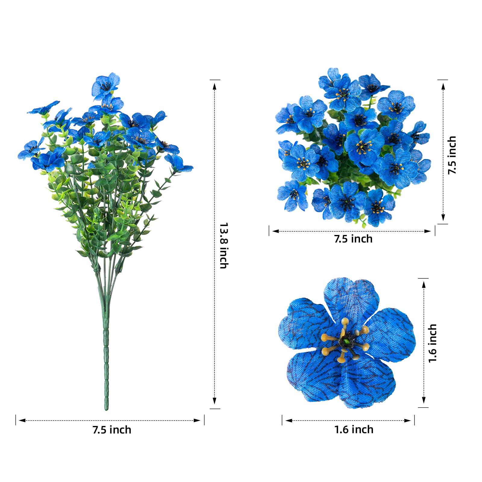 14" Silk Daisy with Eucalyptus 12 Bundles- Blue