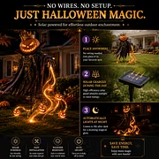 Solar Pumpkin King Halloween Yard Light with Flowing LEDs