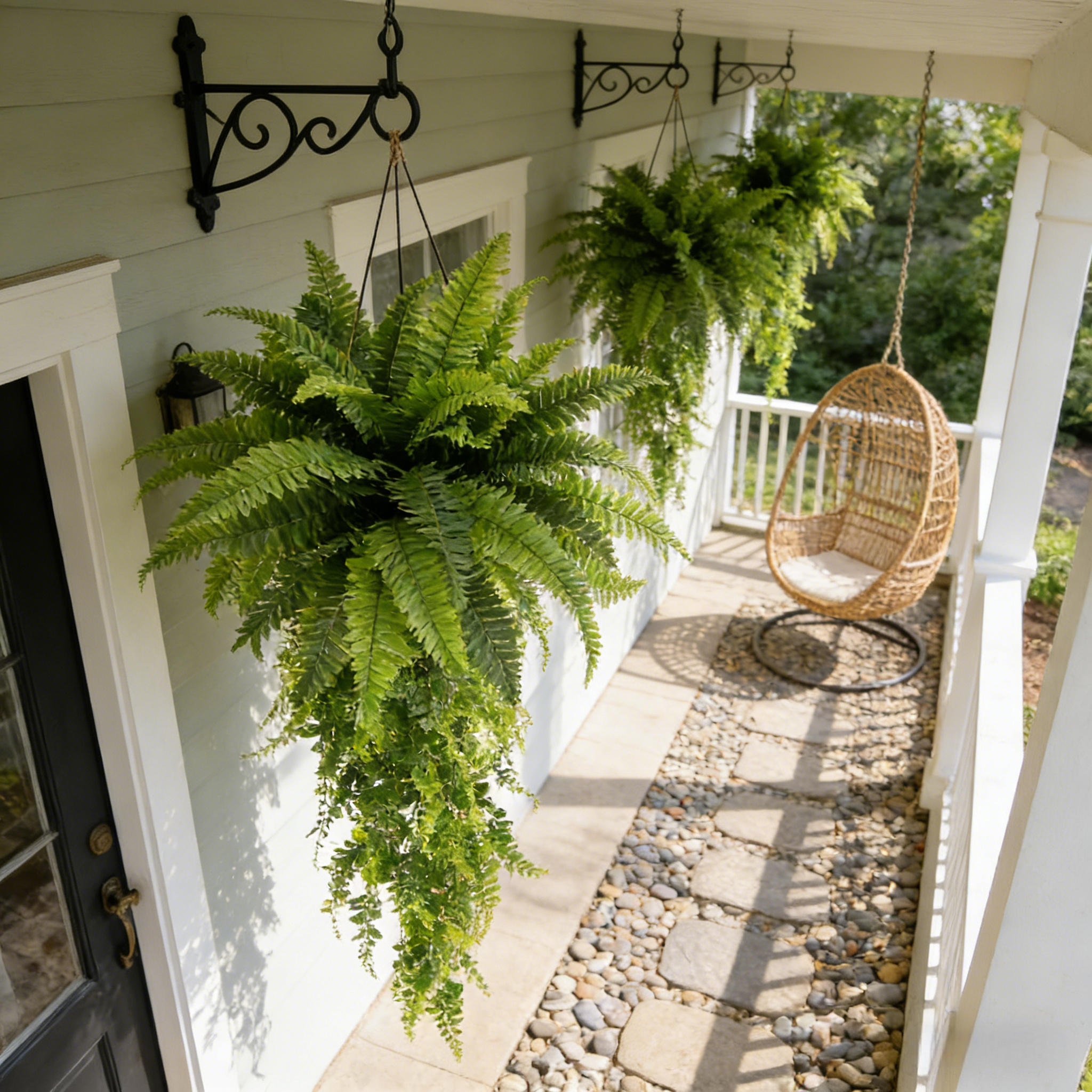 🌱 Boston Fern Hanging Plant — Lifelike, Large & UV-Resistant