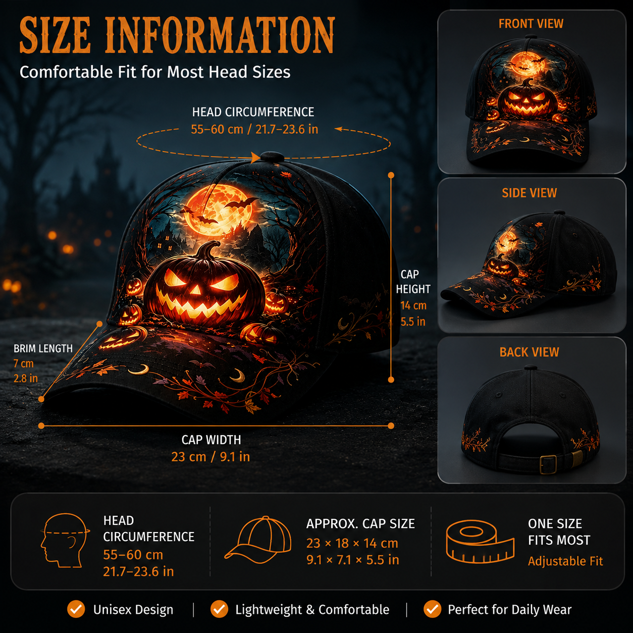 Spooky Halloween Graphic Cap