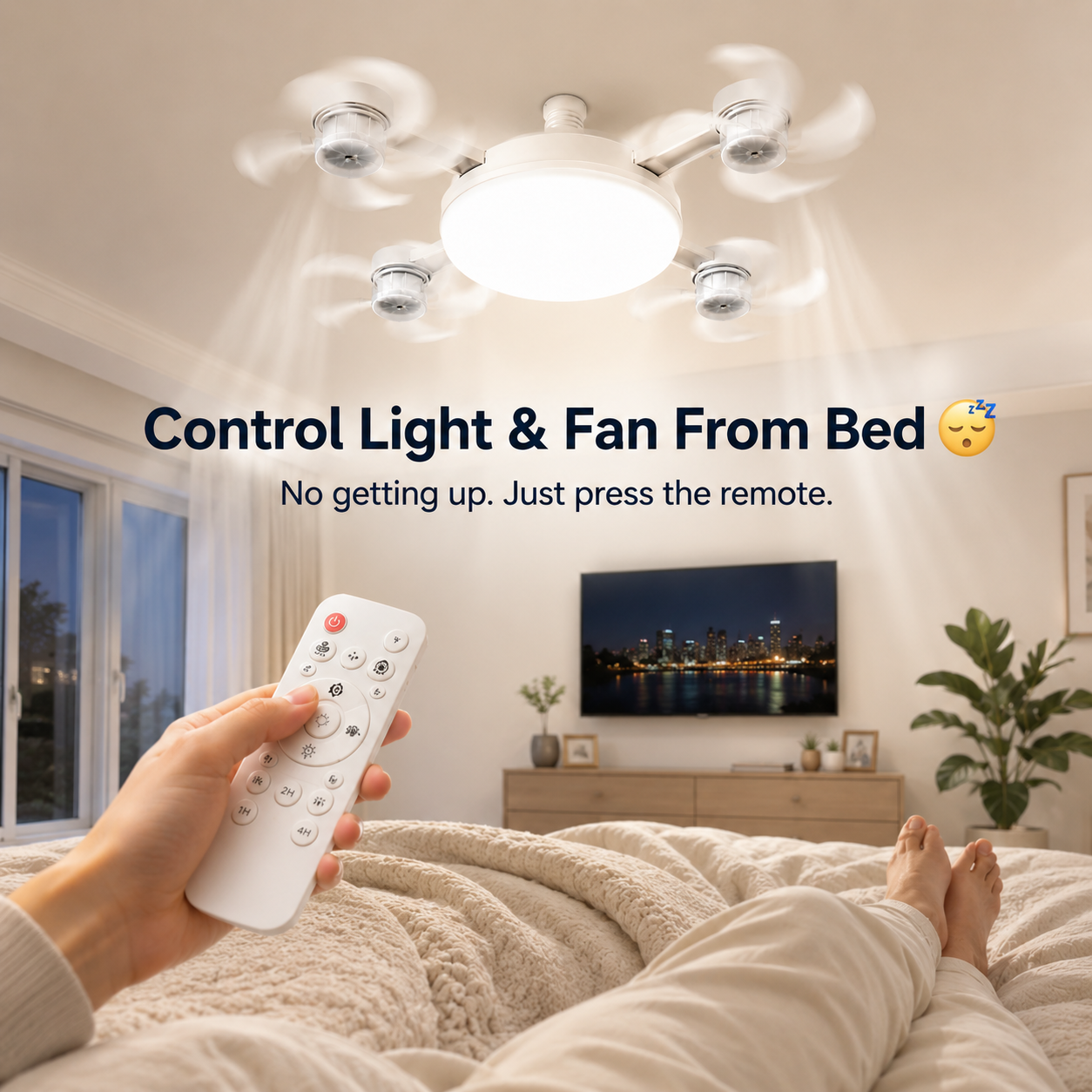 🌀New E27 Socket Ceiling Fan Light – 2‑in‑1 Silent LED Fan with Remote Control, Energy‑Saving Cooling & Lighting Combo for Home Bedroom