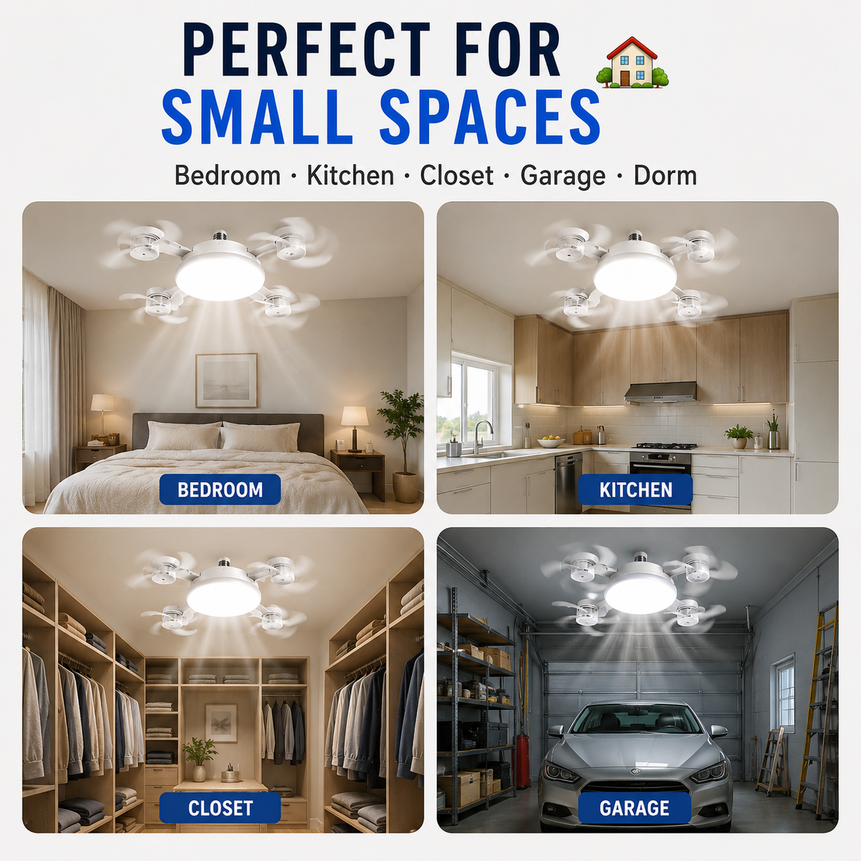 🌀New E27 Socket Ceiling Fan Light – 2‑in‑1 Silent LED Fan with Remote Control, Energy‑Saving Cooling & Lighting Combo for Home Bedroom
