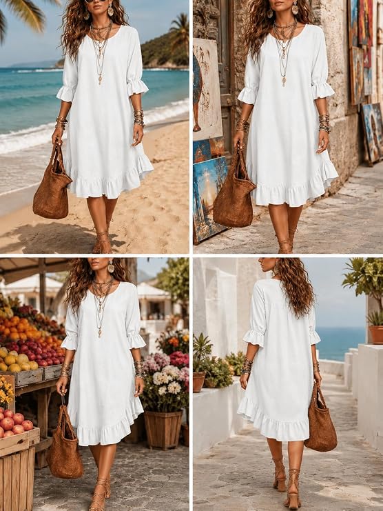 Bohemian ruffle dress size guide S to 2XL