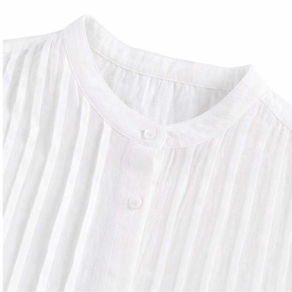 Flowy Pintuck Midi Shirt Dress with 3/4 Sleeves