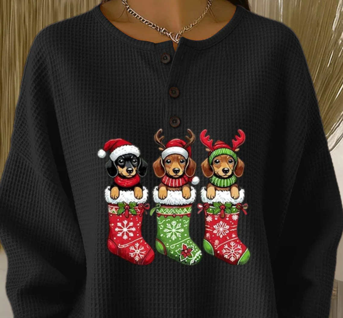 Women's Geometric Print Button-Up Casual Waffle Knit Sweatshirt