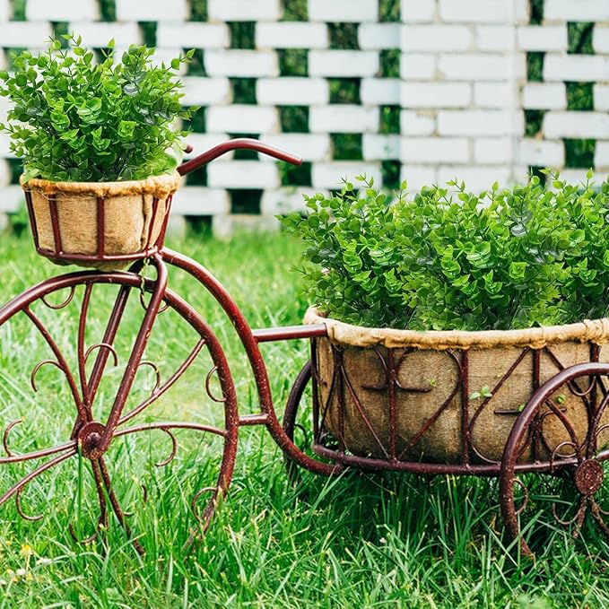 20 Bundles Artificial Greenery Plants for Outdoors Spring Decor, UV Resistant Fake Plants Faux Eucalyptus Plastic Shrubs Boxwood Fake Flowers Gardens Home Patio Outsides Summer Decor(Green)