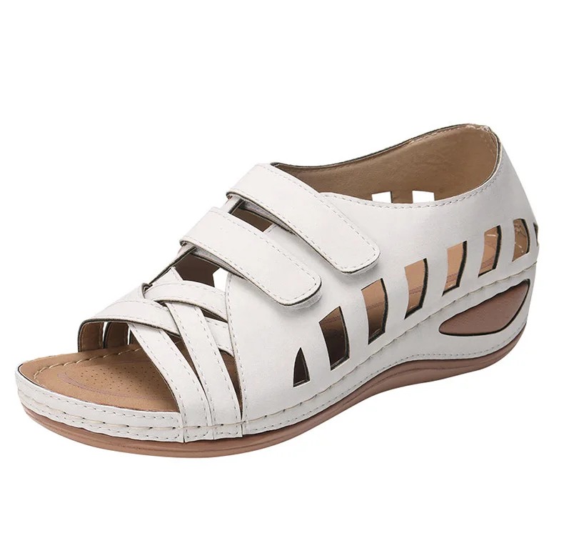 Women Summer Casual Leather Sandals Soft Sole Daily Walking Shoes