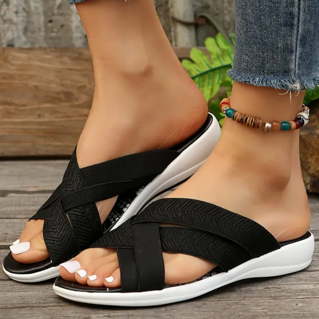 CMF Women Orthopedic Slippers Open Toe Cross Strap Breathable Arch Support Summer Beach Trendy Footwear