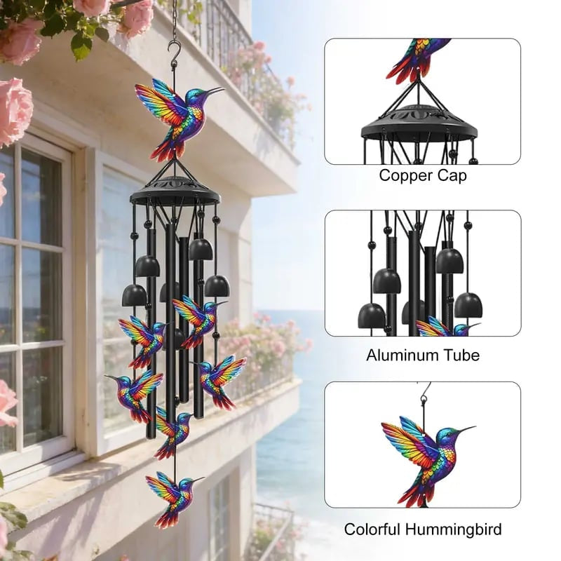 Vintage Hummingbird & Cardinal Wind Chimes