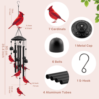 Vintage Hummingbird & Cardinal Wind Chimes