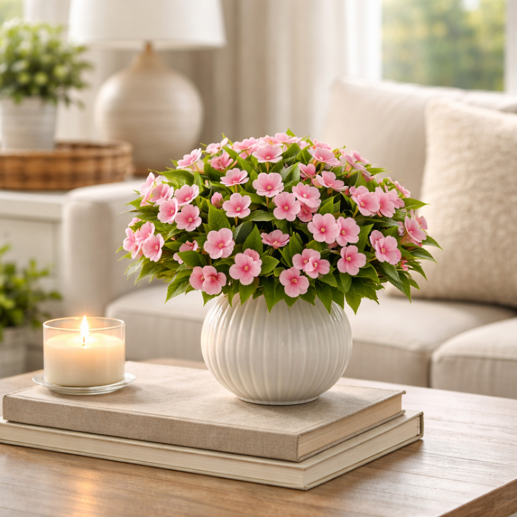 UV-Resistant Faux Impatiens for Fresh Porch Planters