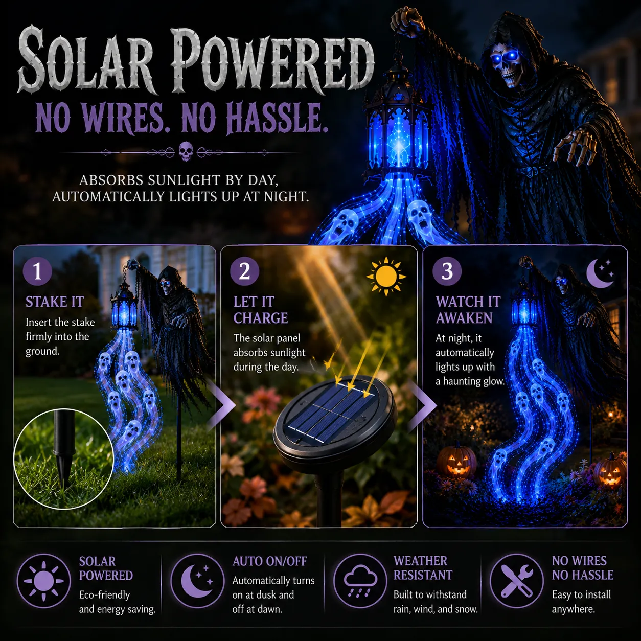 Solar Halloween Spirit Garden Light with Flowing Ghost Effect