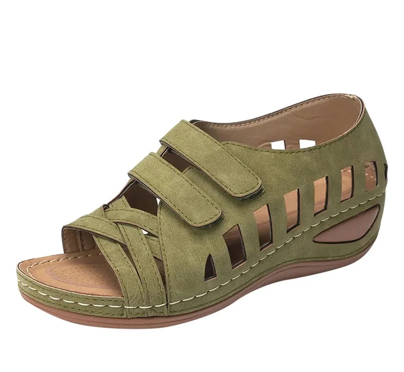 Women Summer Casual Leather Sandals Soft Sole Daily Walking Shoes