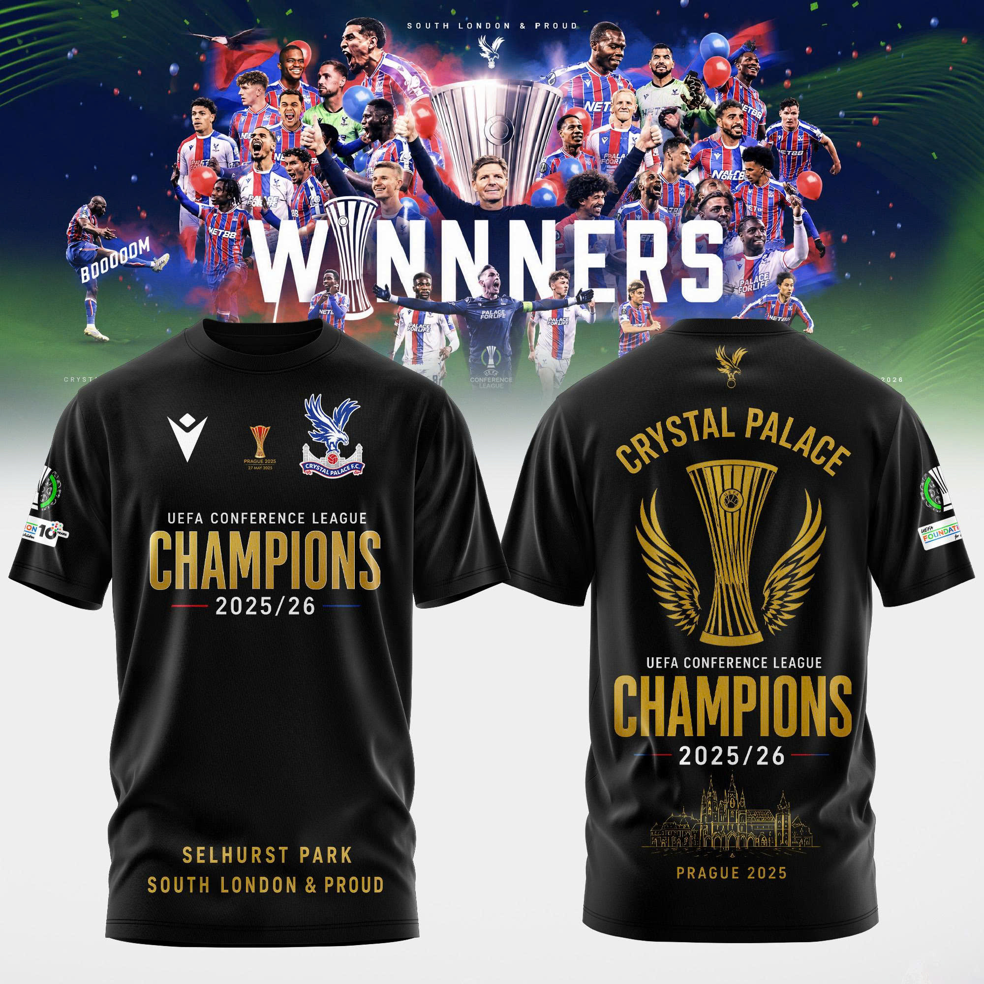 Crystal Palace FC UEFA Conference League Winners 2026 3D Apparel