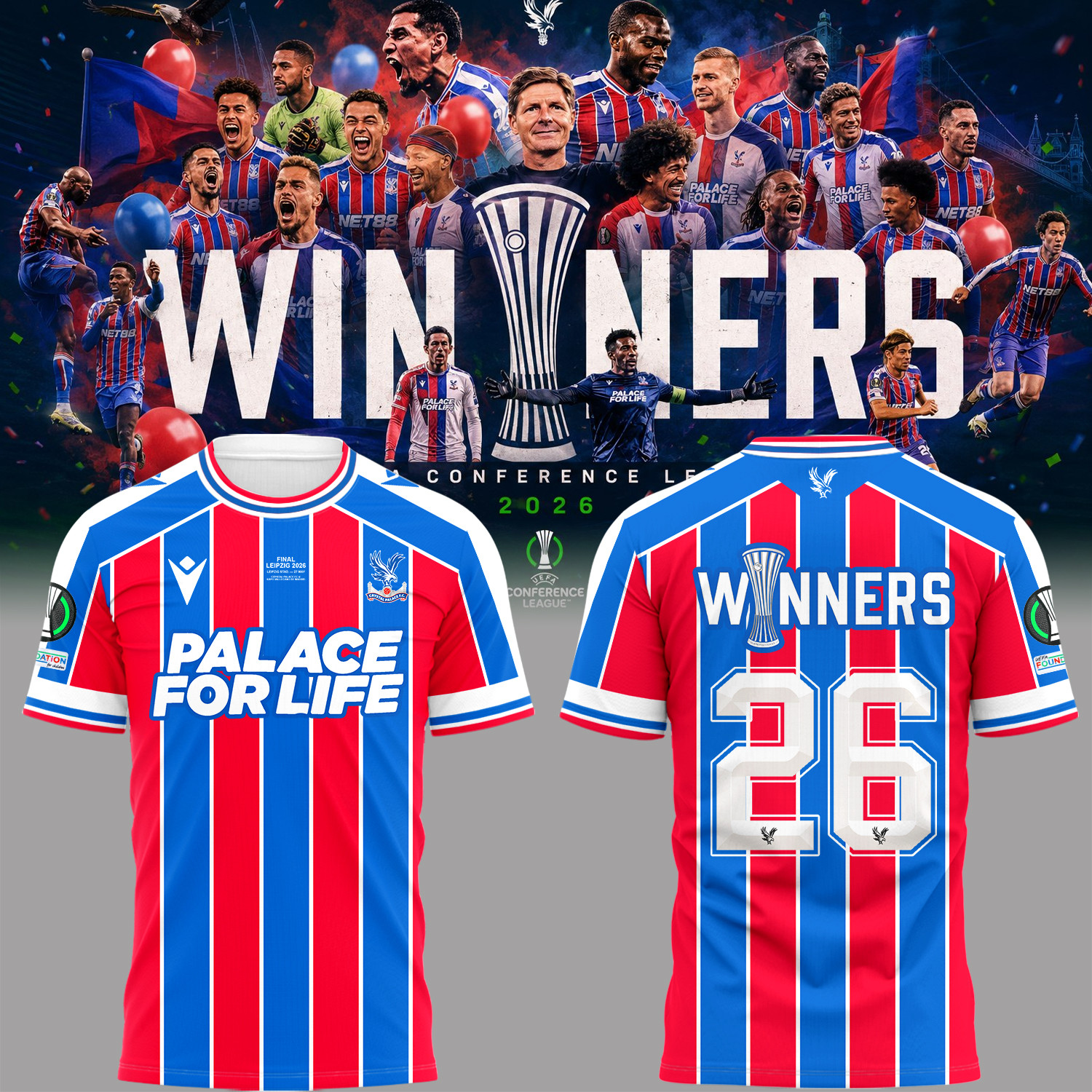Crystal Palace FC UEFA Conference League Winners 2026 3D Apparel - NUH4309