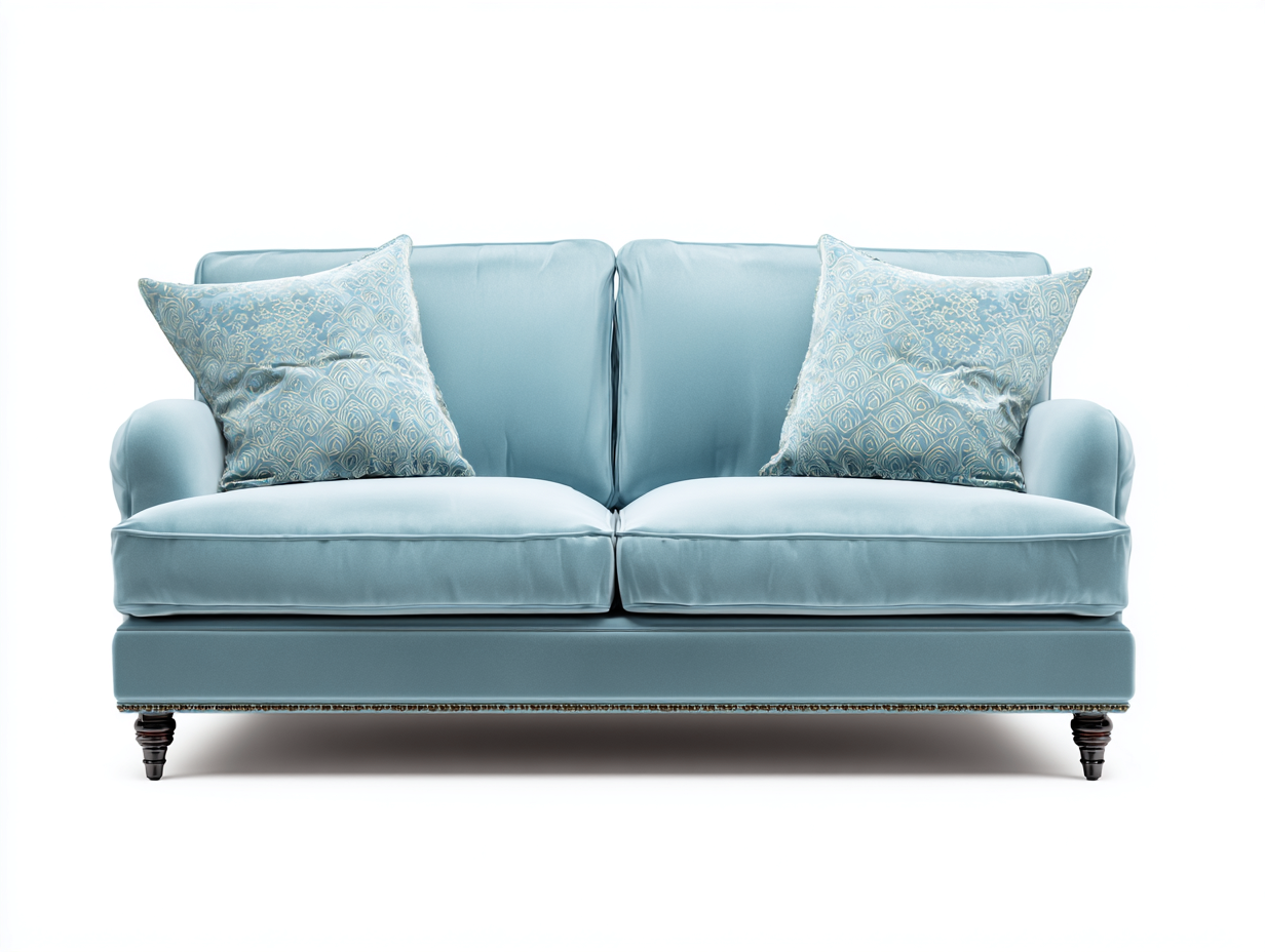 Zweisitzer Sofa 195x88x80 cm - Samtstoff in Hellblau - klassischer Stil mit Ziernägeln-Zaluxvahaven