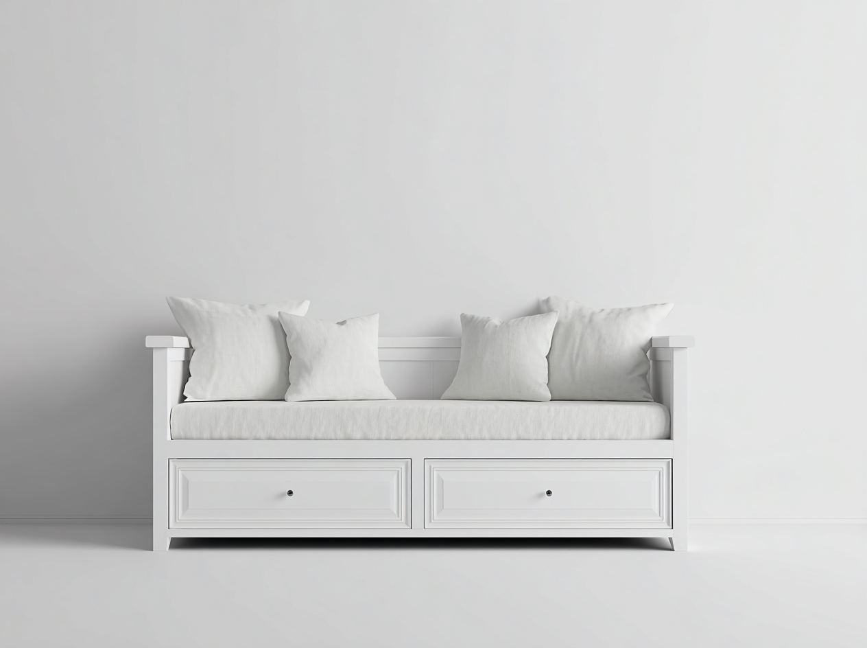 Schlafsofa Holz-Stoff 200x86x88 cm - Weiß - Klassisches Stauraum Design-Zaluxvahaven