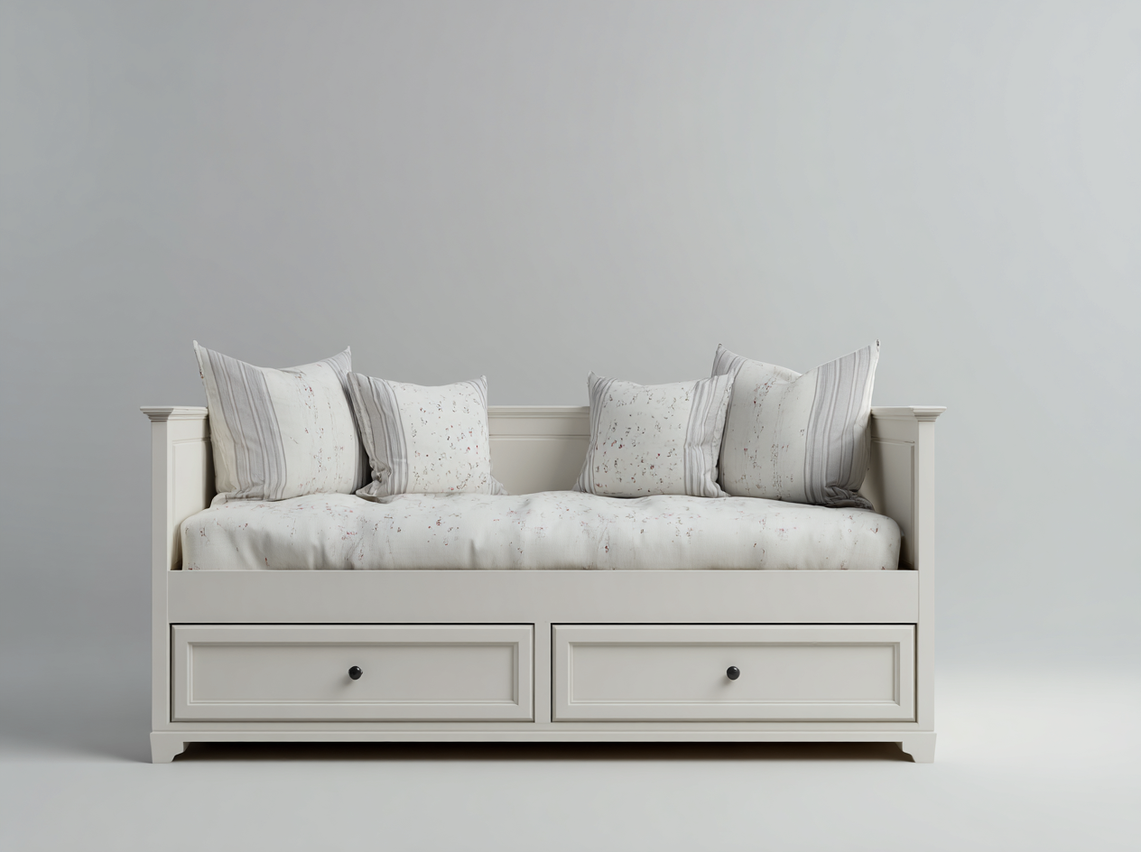 Schlafsofa Holz 200x92x86 cm - Cremeweiß - Klassisches Design für Wohnzimmer-Zaluxvahaven