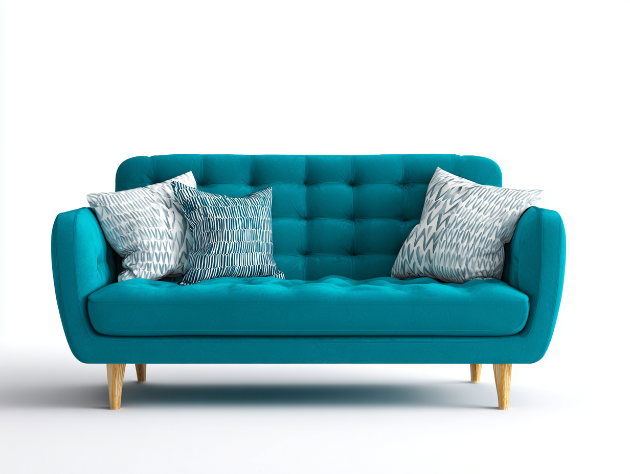 Zweisitzer Sofa Stoffbezug 178x86x84 cm - Türkis-Natur - Modernes Design-Zaluxvahaven