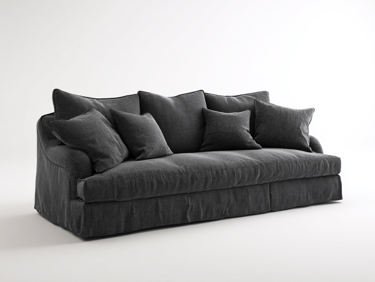 Zweisitzer Sofa 220x92x82 cm - Webstoff in Dunkelgrau - modernes Lounge-Design-Zaluxvahaven