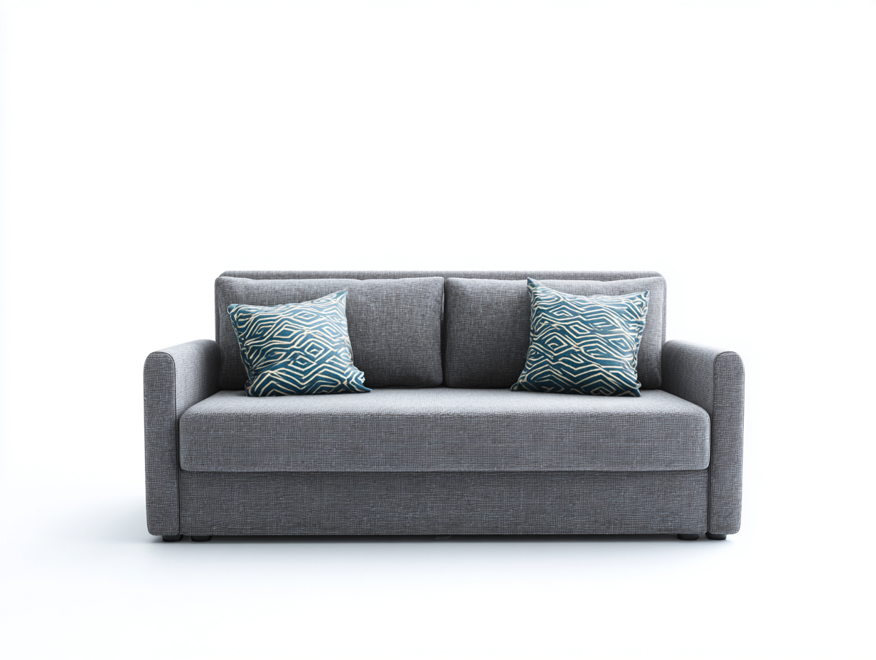 Zweisitzer Sofa Stoff 175x85x80 cm - Grau - für Wohnzimmer mit breiten Armlehnen-Zaluxvahaven