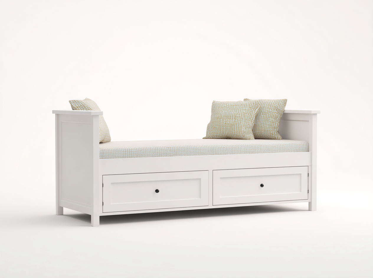 Schlafsofa 205x86x82 cm - Holz in Weiß - Landhausstil mit Stauraum-Zaluxvahaven