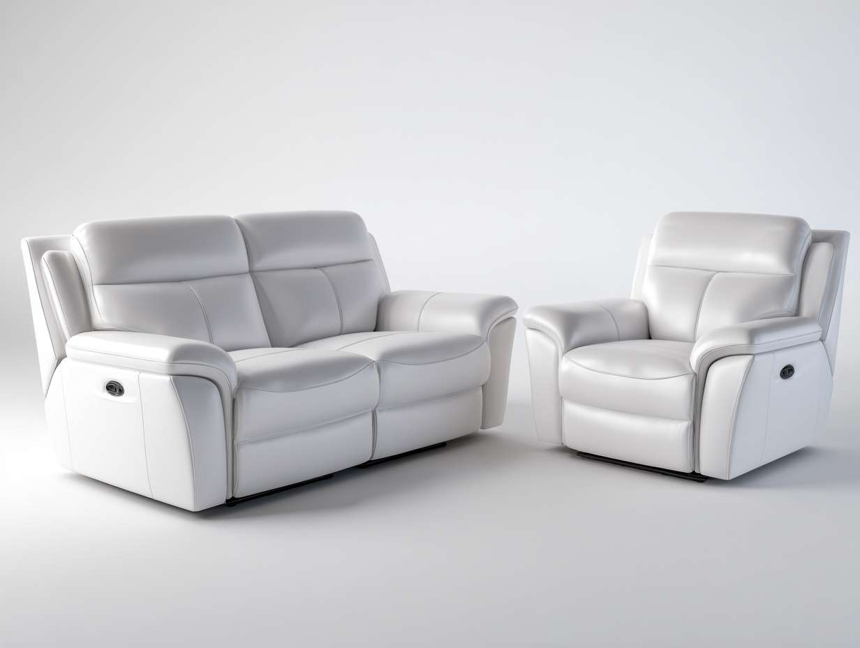 Relaxsofa Sets 212x96x102 cm - Kunstleder in Weiß - modernes Design mit Relaxfunktion-Zaluxvahaven