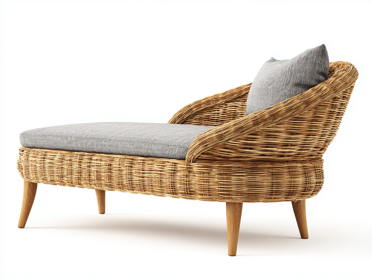 Sonnenliege Rattanoptik Stoff 165x70x78 cm - Holzfarben-Grau - für Garten und Terrasse mit geschwungener Rückenlehne-Zaluxvahaven