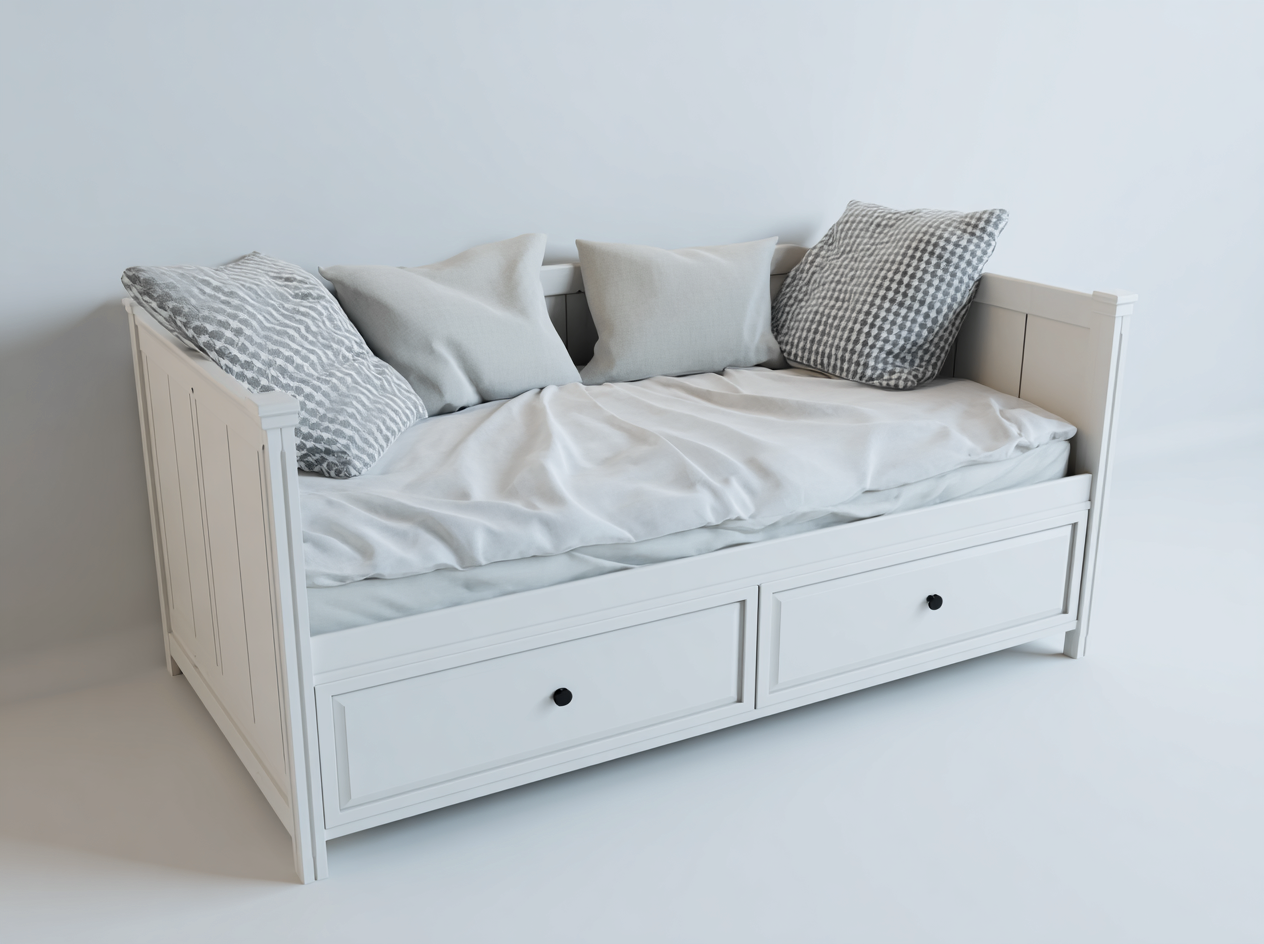 Schlafsofa 200x95x85 cm - Holzwerkstoff weiß - Landhausstil mit 2 Schubladen-Zaluxvahaven