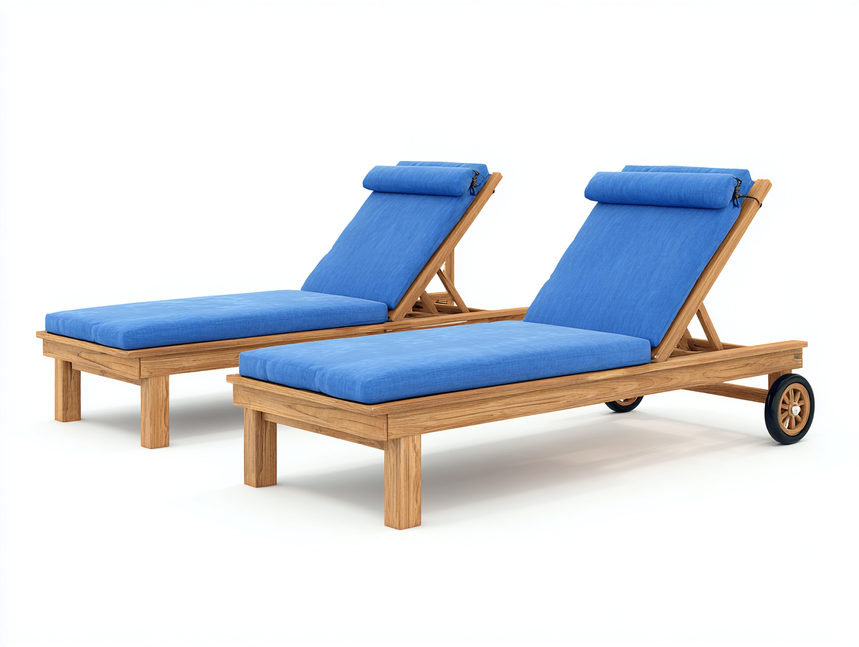 Sonnenliege Massivholz-Polster 200x76x92 cm Blau-Naturfarben Verstellbares Gartendesign-Zaluxvahaven